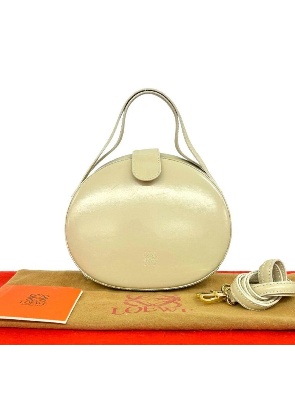 Loewe Vintage Anagram Leather 2-Way Mini Shoulder Bag Ivory